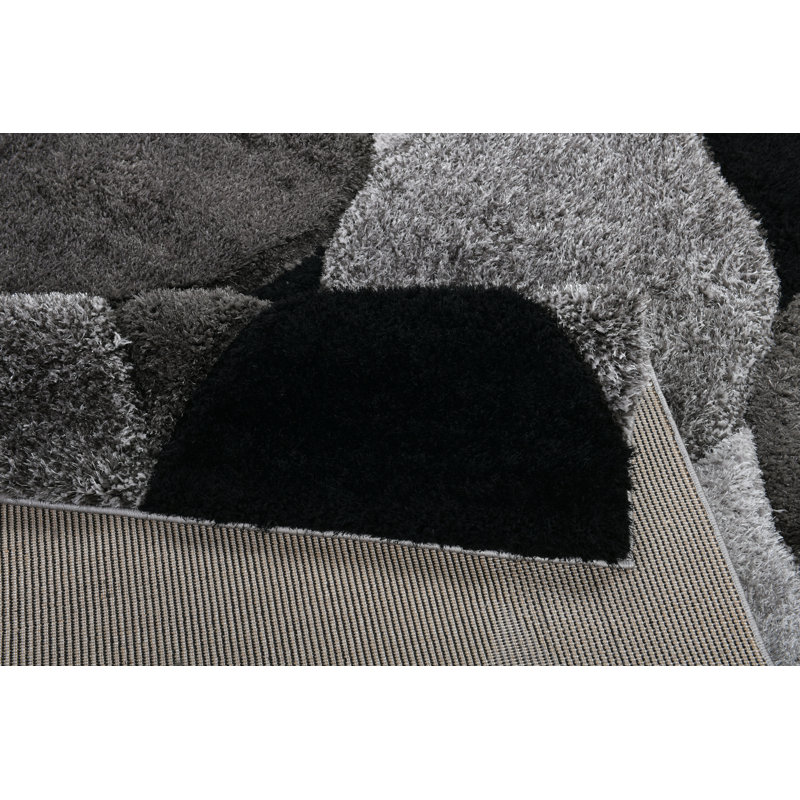 RugGuy Geometric Contemporary Area Rug - Black & Gray Diamond - for Living Room, Dining Room - 5'3" x 7'3" , Shed-Free, Easy to Clean