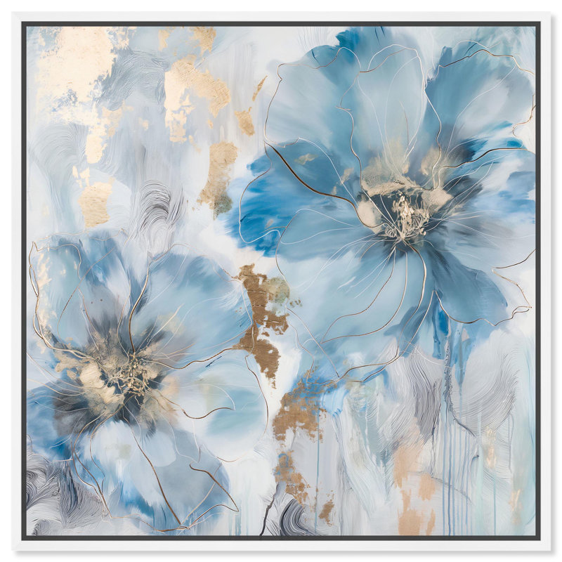 Art floral sur toile de rêve floral I par Art Remedy, Cadre flottant blanc, H 13 po x l 13 po x P 1,8 po