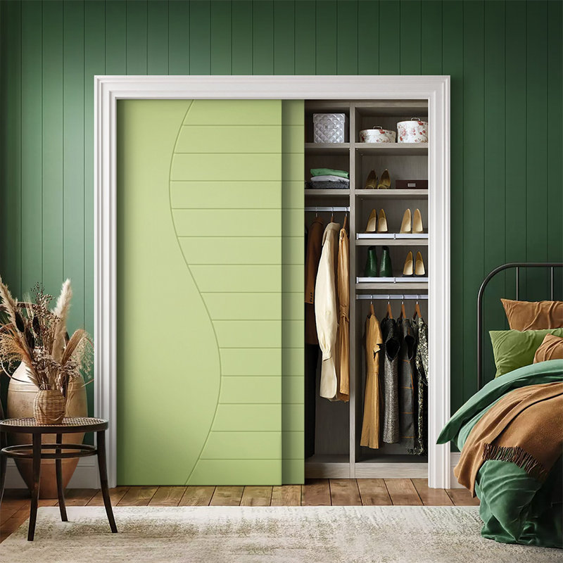 Portes de placard coulissantes à panneaux, Vert sauge, 60 po x 96 po