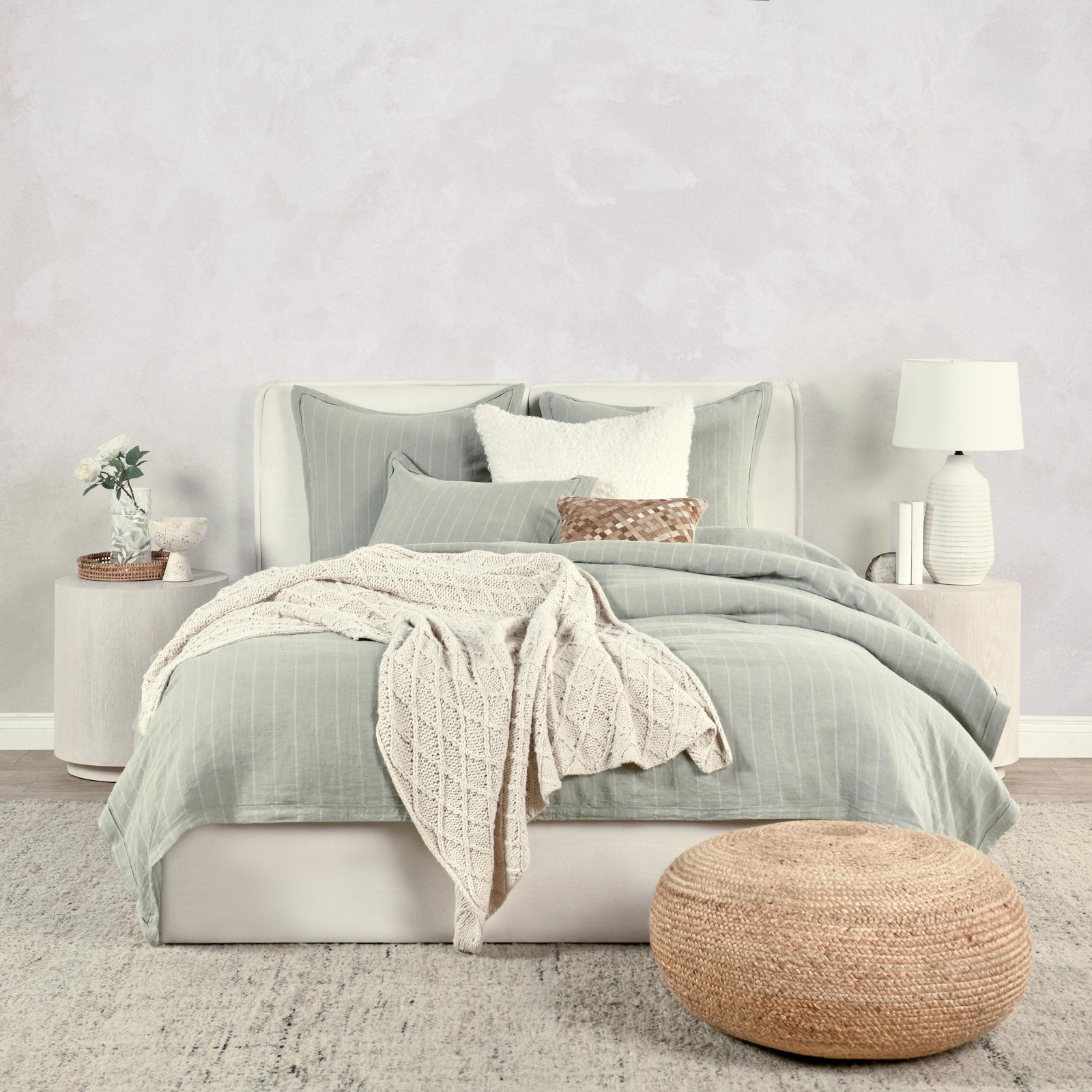 Keegan Linen Shams, Standard Sham, Sage Green