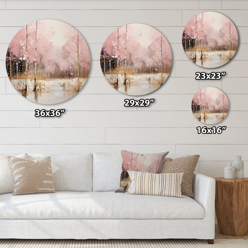 Delvalle - Paysages, art mural rond en métal, H 23 po x l 23 po