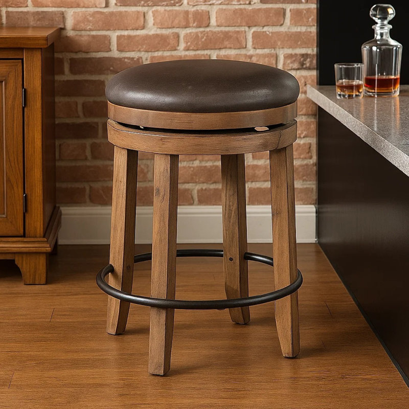 Ensemble de 2 tabourets pivotants Yael, similicuir gris, brun, noir, Tabouret de comptoir (siège d’une hauteur de 24