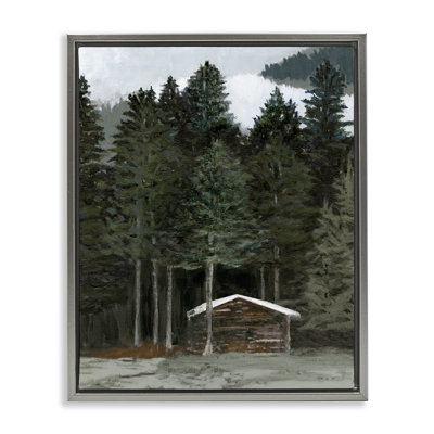 Log Cabin Forest Thicket Floater Canvas Wall Art by Stellar Design Studio
