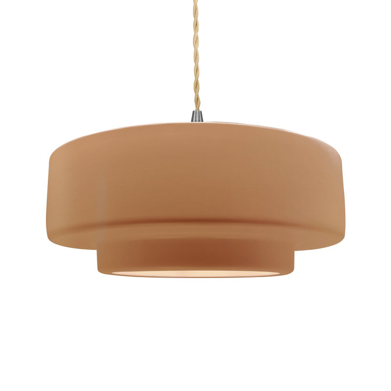 Luminaire suspendu à 1 lumière Meydan, H 6 po x l 16,25 po x P 16,25 po, Adobe / noir mat beige, Nickel brossé