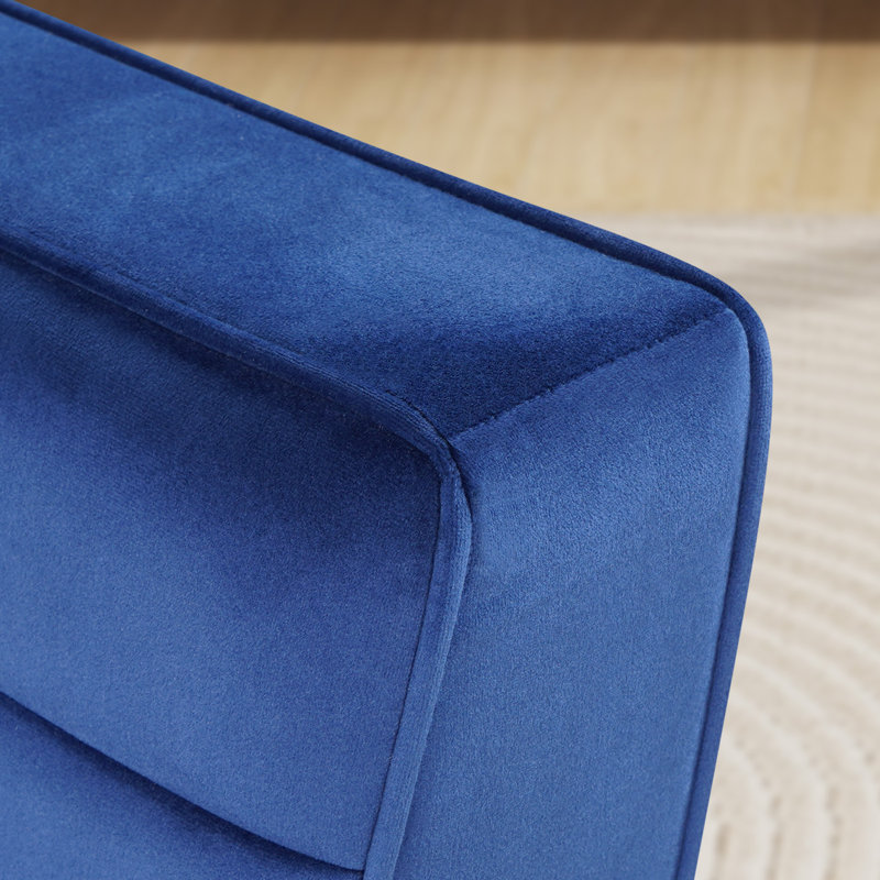 Chaise longue en velours 26,3 po, Velours bleu