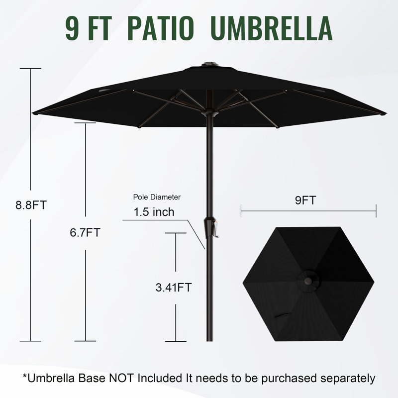  Parasol de marché 9 pi , Noir