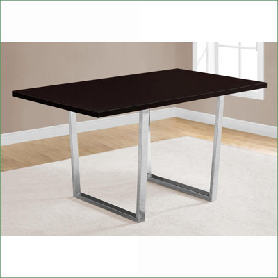Tables de salle à manger | Mesa de Comedor | Rectangulaire moderne 60 po, 4 places, stratifié gris ardoise, argent chromé, pour la salle à manger de cuisine | Rectangle