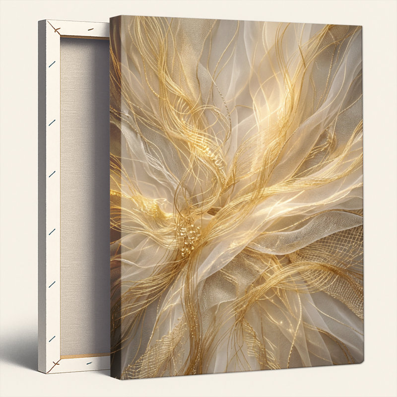 Golden Flow, reproduction d'art sur toile, ensemble de 1, 36"H x 24"W, Wrapped Canvas