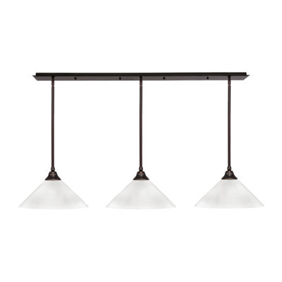 Luminaire suspendu linéaire sur pied 3 lumières avec verre en marbre blanc de 16 po