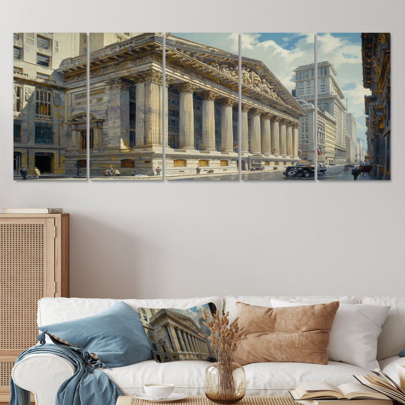 «Beige Banks», ensemble architectural sur toile «Banks», H 32 po x l 80 po