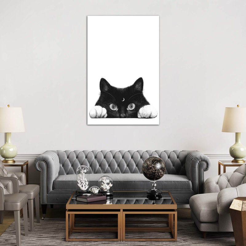 Night Cat - Wrapped Canvas Print, 66.04 cm H x 45.72 cm W x 1.91 cm D