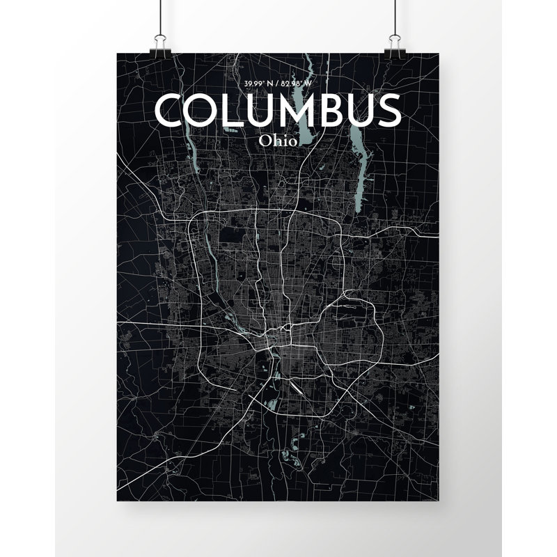 Columbus City Map - No Frame Print, 127.4 cm H x 61 cm W