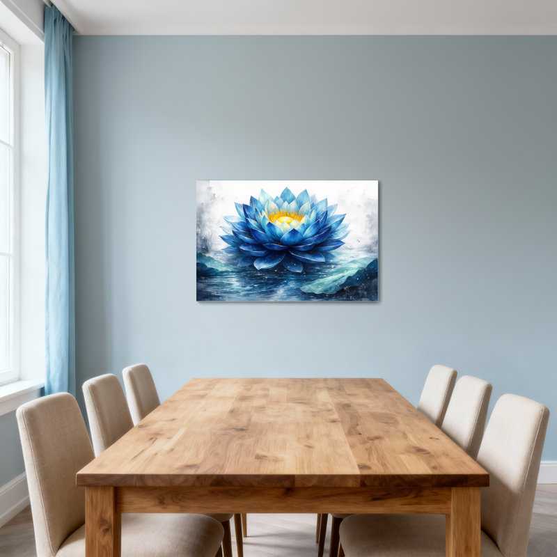 Plantes et fleurs, fleur de lotus bleue, art de la réflexion de l'eau, H 12 po x l 18 po