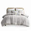 Édredon double / grand imprimé en coton - blanc / bleu marine avec 2 taies décoratives en chenille-128135053-128135051