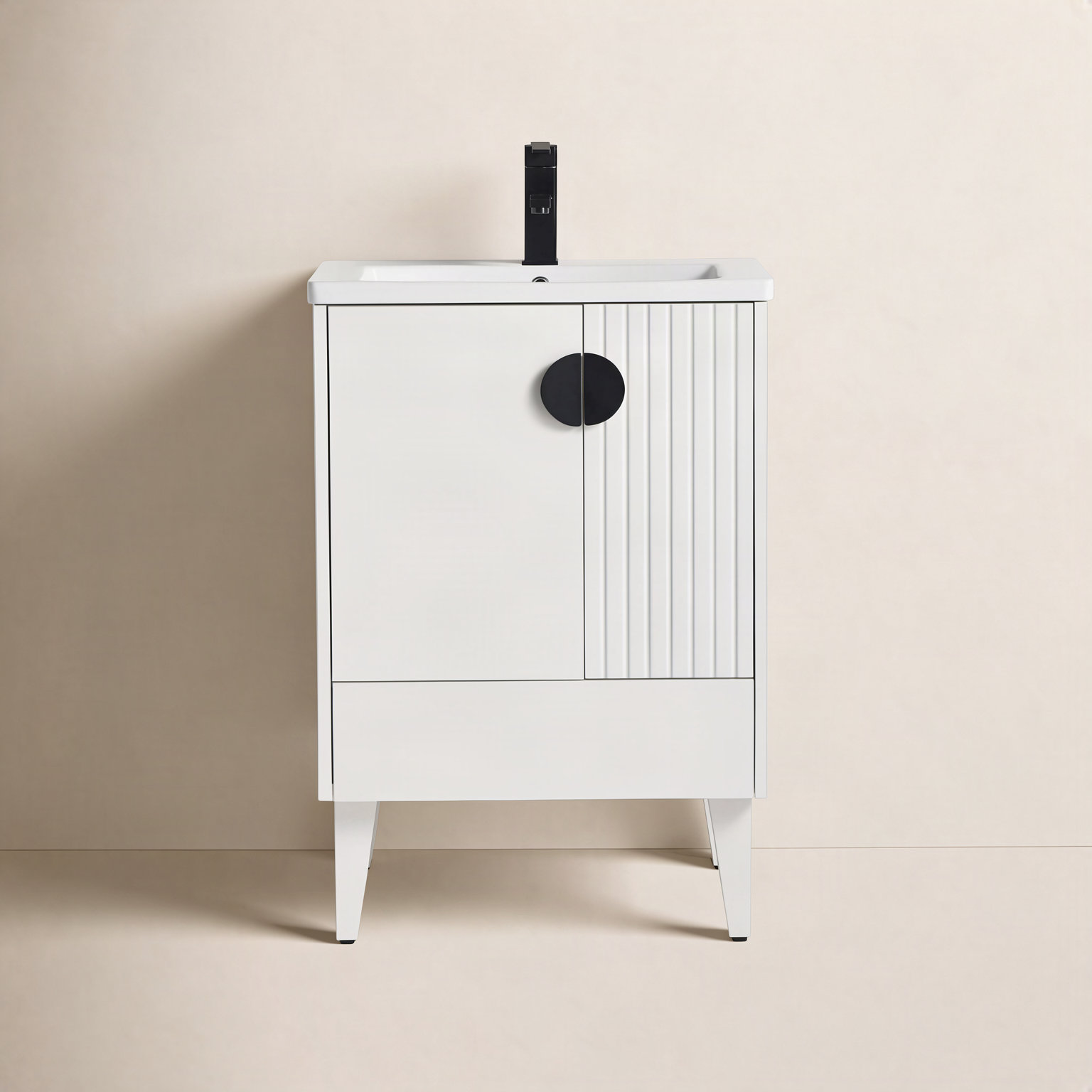 Saimah 24'' Single Bathroom Vanity, White Matte, Black