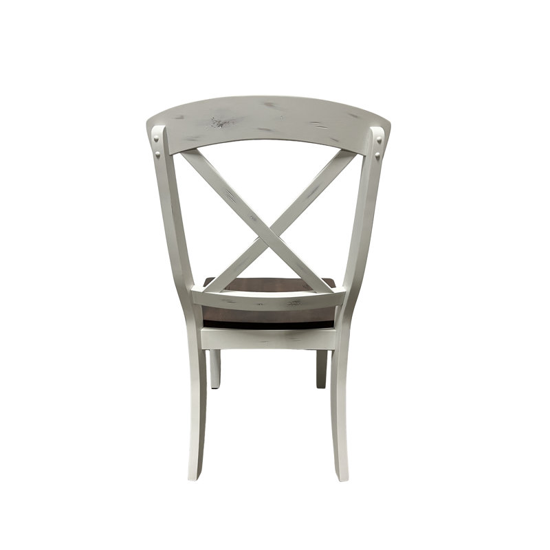 Chaise en bois massif Delanta, Blanc