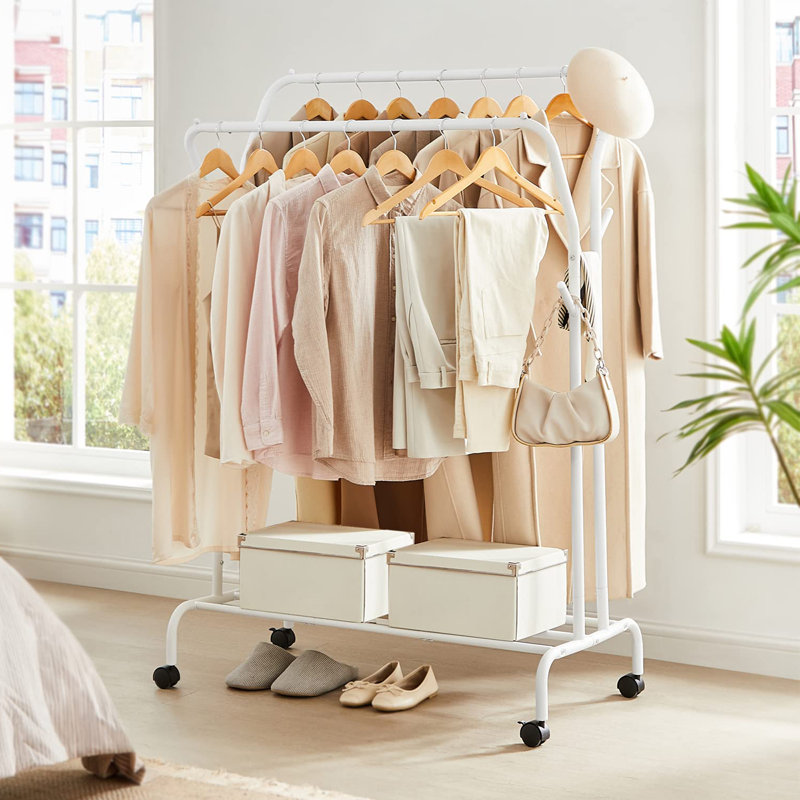Maicon 40.7'' Metal Rolling Clothing Rack, White