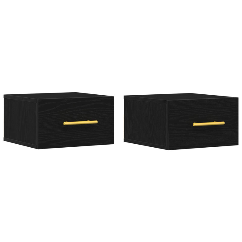 35cm W Manufactured Wood Bedside Table, Black Oak