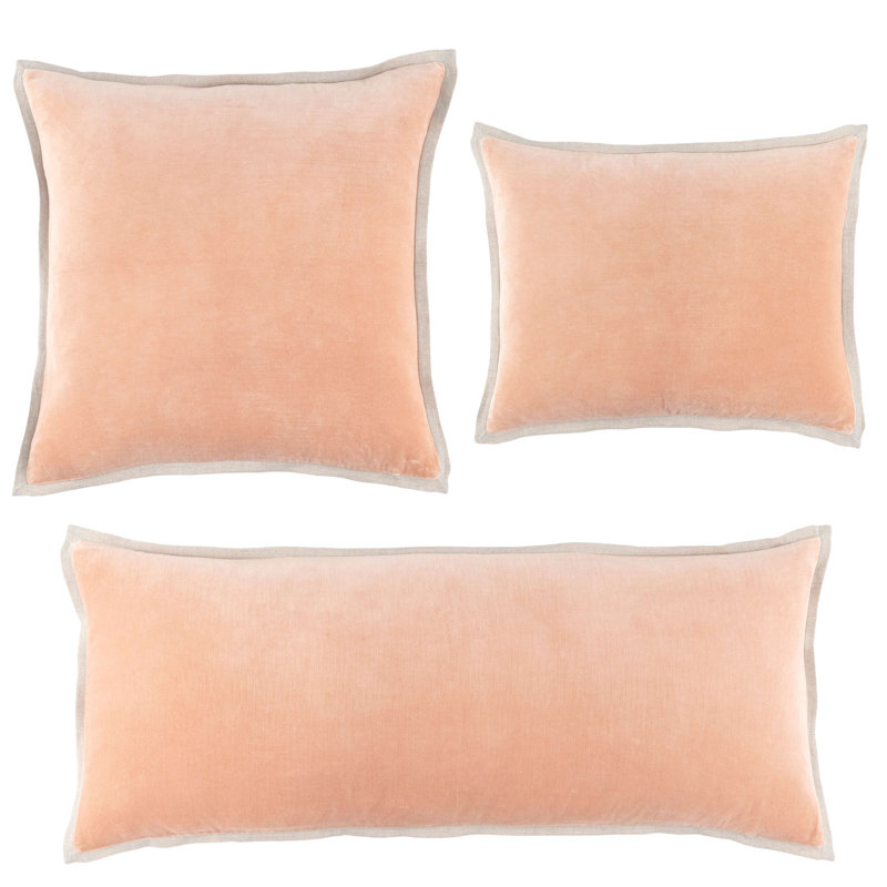 Nude Velvet and Linen Rectangular Decorative Pillow 16x20