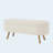 Oval Boucle Storage Ottoman Bench with Safety Hinge and Wood Legs, Ivory-646737683