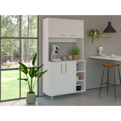 Armoire de cuisine à double porte, quatre pieds et trois tablettes