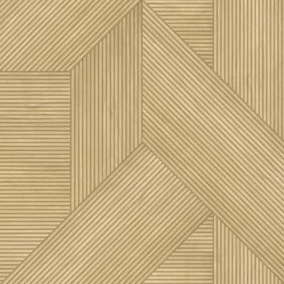 Sculpted Chevron Wood Panels Tan Wallpaper