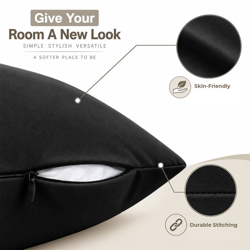 Soft Premium Microfiber Dyed Cushion Cover, BLACK