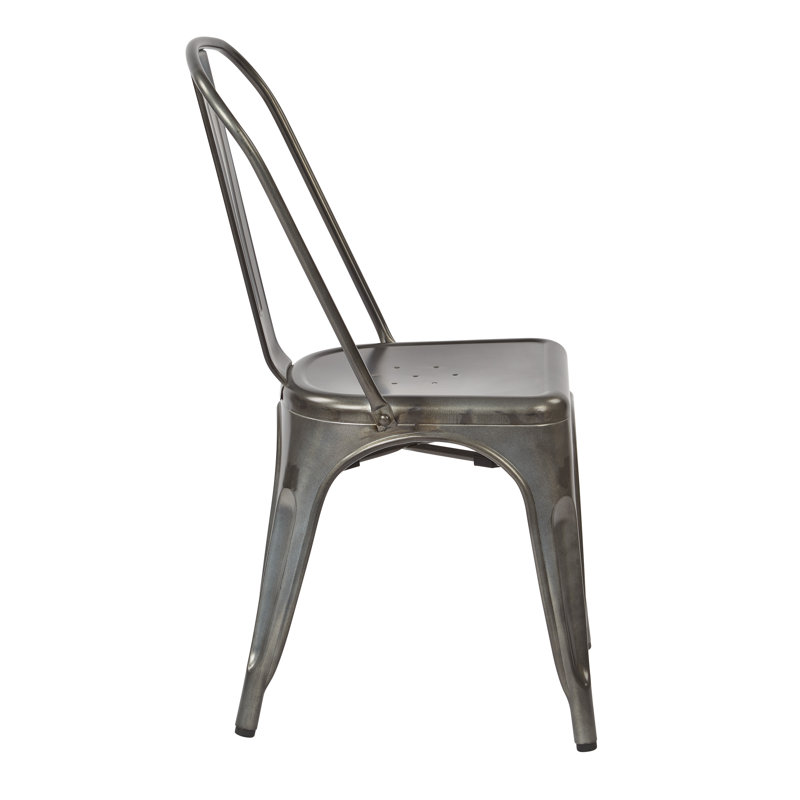 Jonina 17.5'' H Metal Stacking Side Chair, Matte Galvanized