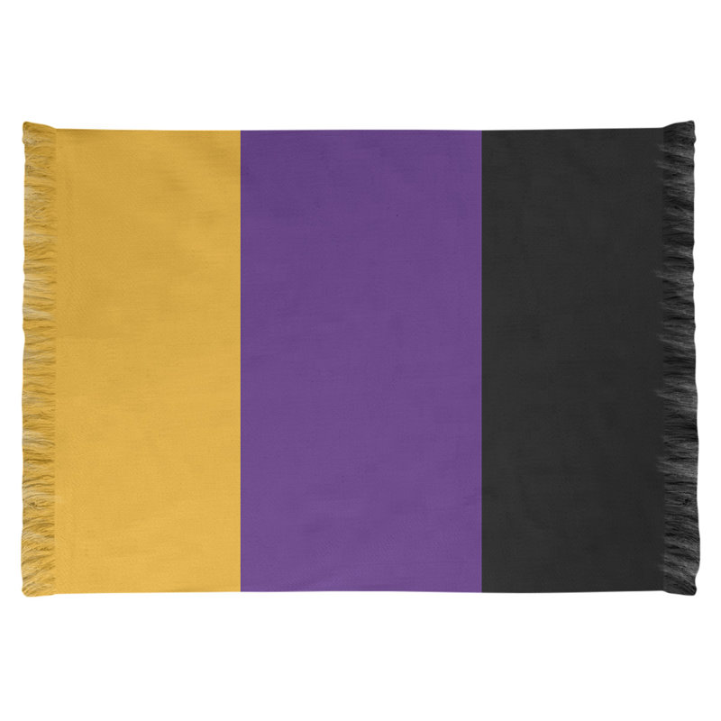 Tapis rayé doré / mauve / noir 4,6 pi x 5,5 pi