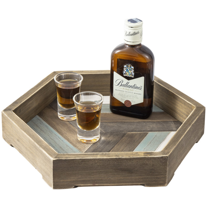 Solid Wood Tray, White/Blue/Brown/Grey