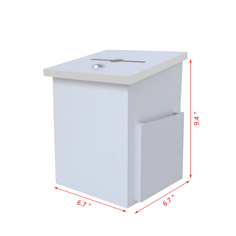 FixtureDisplays® Comment Collection Box Suggestion Donation Box charity box Ballot Box 7.5"W x 7.5"H x 9-7/8" D 15659-White