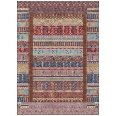Machine Washable Indoor/Outdoor Meredith ACN2160 Striped Rug