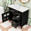 Meuble-lavabo autoportant avec tablette réglable, comptoir en céramique et armoire de rangement-507491696