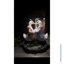 Statue romantique de jardin avec un couple de cygnes romantiques sous un parapluie, 10 po