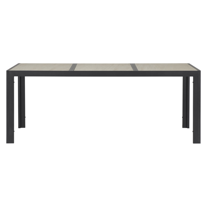 Kapila Rectangular Metal Outdoor Dining Table , 195cm cm W 90cm cm D, Beige