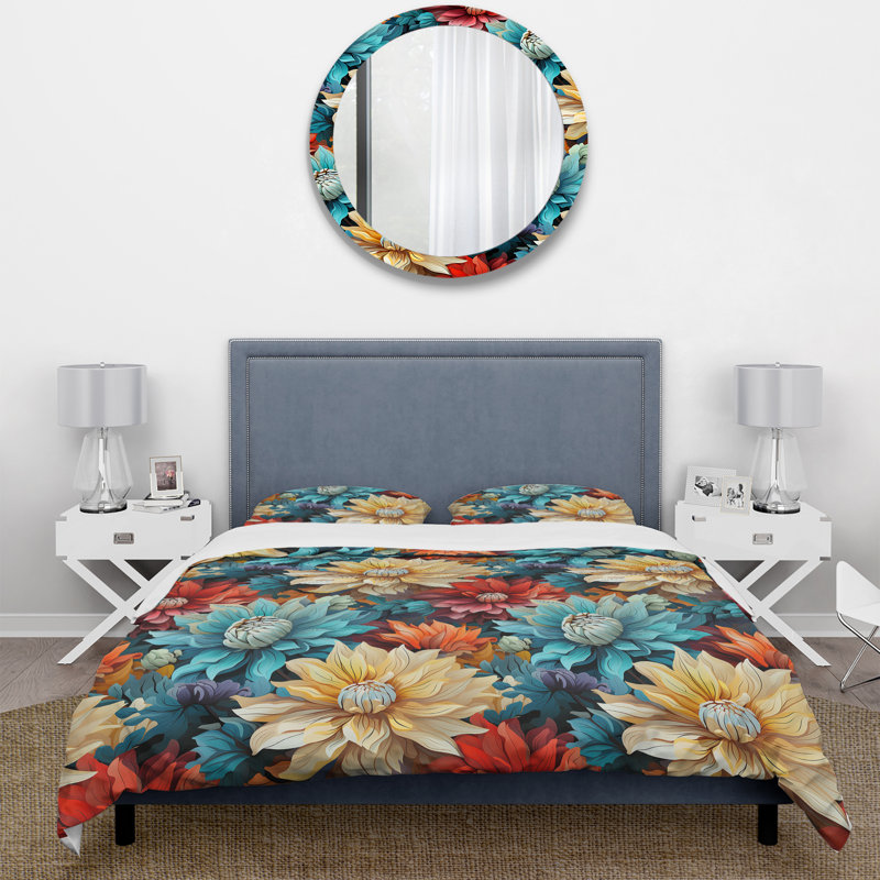 Literie colorée Popart Pixel Flower Garden II, Housse de couette simple + 1 taie décorative stan