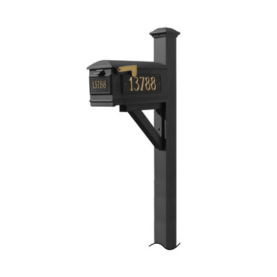 Lewiston Aluminum Post Mounted Mailbox with Magnetic Closure