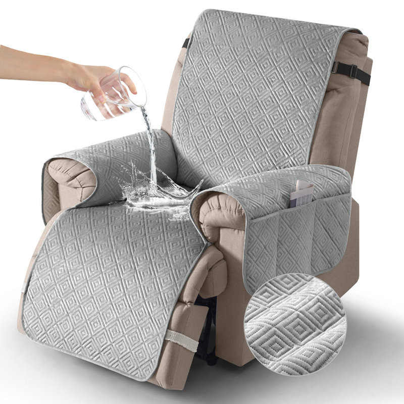 Housse de canapé inclinable en velours imperméable Wildee, Grand l 30 po, Velours gris clair