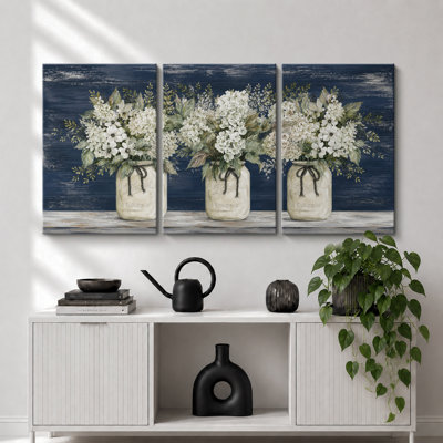 Œuvre de bouquet de pot Mason blanc