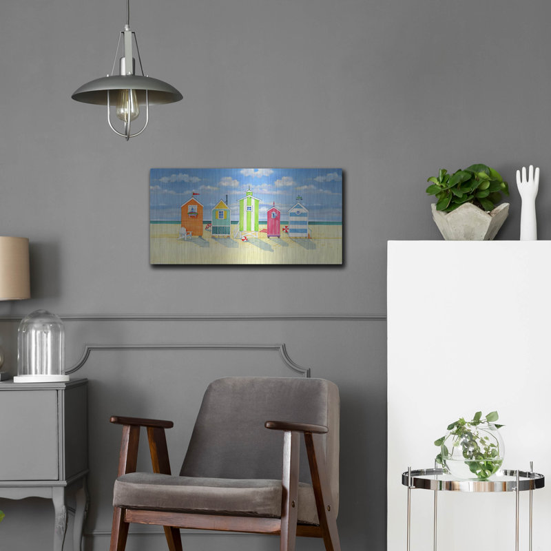 Latitude Run® «Brighton Beach Huts» par Paul Brent, art mural en métal, H 12 po x l 24 po