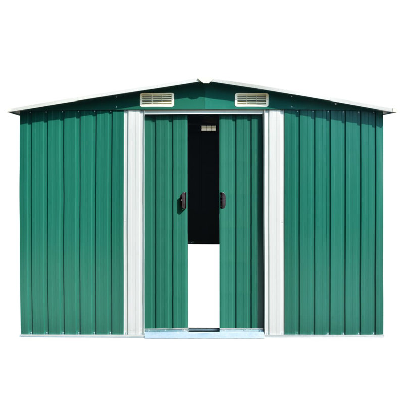 Pamlico 8.43 ft. W x 0 ft. D Metal Traditional Storage Shed, Green, 192.5'' W