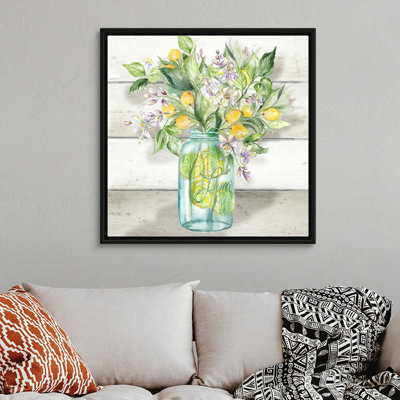 " Watercolor Lemons In Mason Jar On Shiplap " Watercolor Print