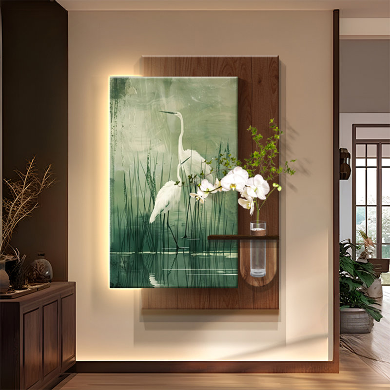 Art mural brun et vert en grès, H 39,37 po x l 31,5 po