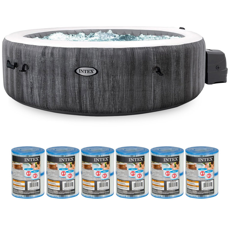 Intex 120 Volt Plastic Round Inflatable Hot Tub in Gray
