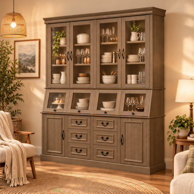 71.4 " W Glass Dining Hutch