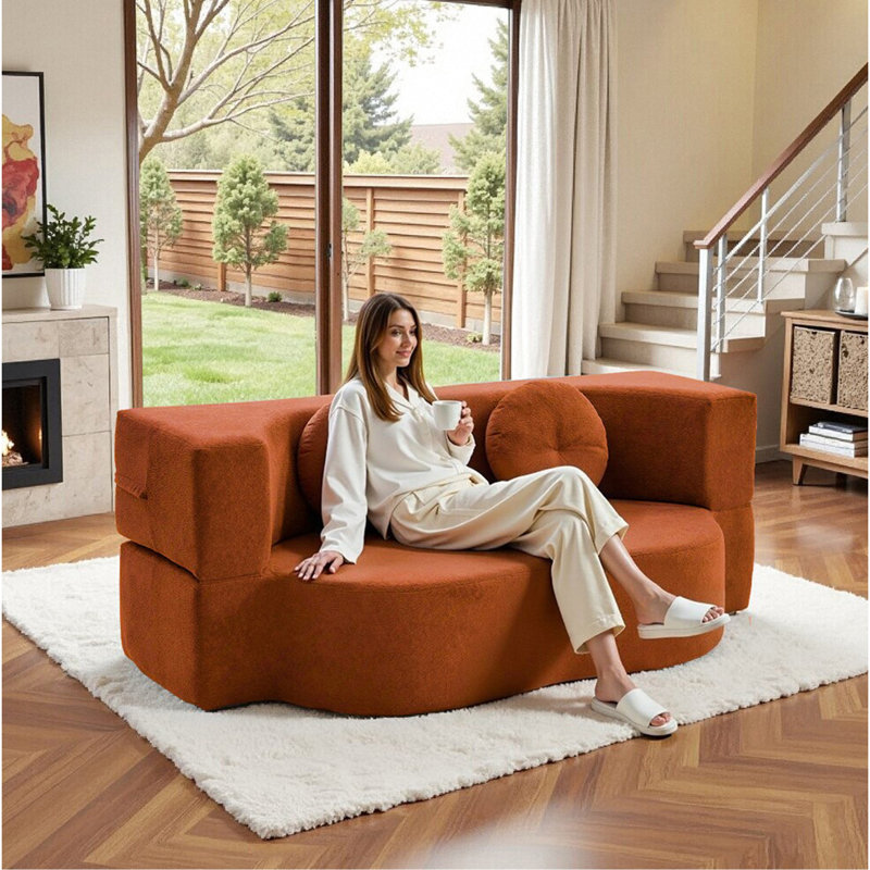 Canapé convertible en mousse à mémoire de forme 3, lit modulaire 21 pour la chambre à coucher, velours côtelé brun doux, support haut, antidérapant respirant, lit à installation instantanée, appartement canapé pliable, espace design, velours côtelé