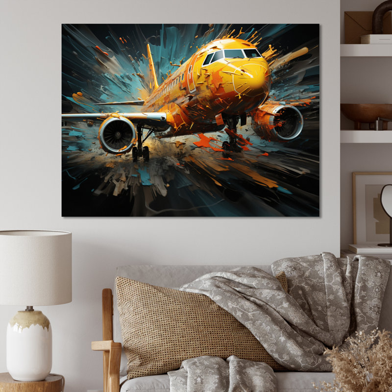 Plane Abstracted Velocity - Transportation Wall Decor, H 12 po x l 20 po x P 1 po, Toile tendue