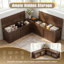 63" L Shaped Storage Bench, Breakfast Nook Bench with Hidden Storage, Wooden Corner Dining Benches Seating, Breakfast Nook Table Set for Entryway, Dining Room, Kitchen, Walnut Brown-133418596