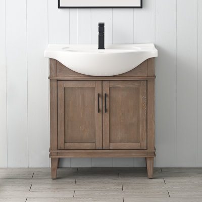 Ensemble de meuble-lavabo simple autoportant 30 po avec plateau en céramique Arlowene