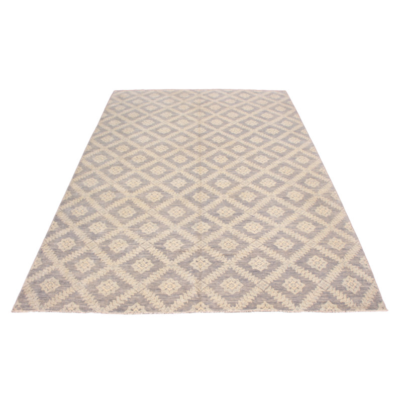 Tapis unique en laine noué à la main gris nouvel âge 12 pi 1 po x 17 pi 4 po Breece